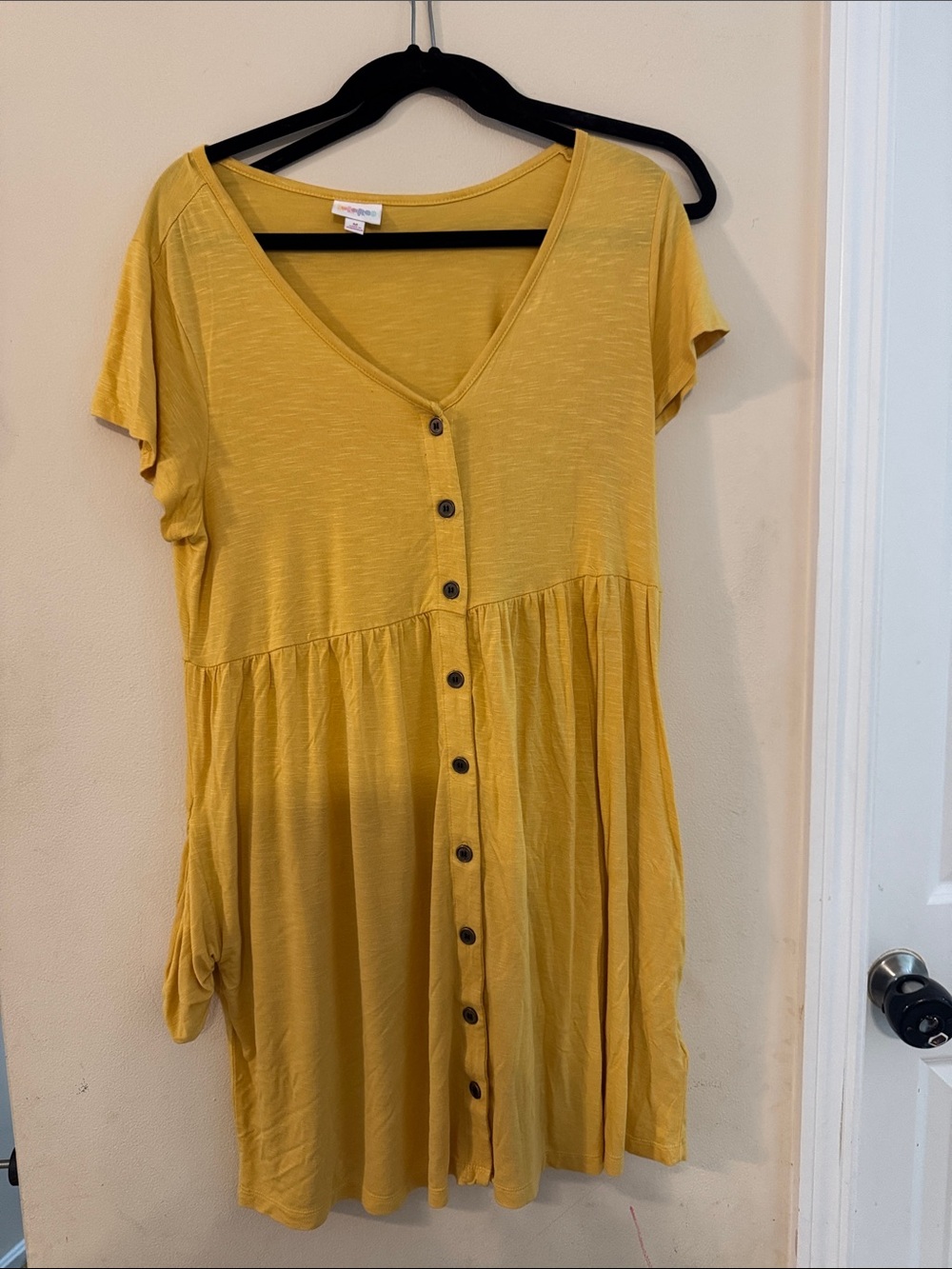 LuLaRoe Mustard Yellow Button-Front Tunic dress